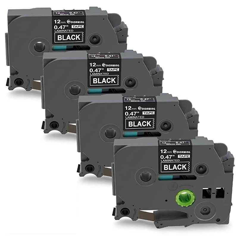 Compatible Label Tape Replacement for Brother TZe335 TZ 335 PTouch White on Black Label Tape 12mm 047 Laminated TZe Tape for Brother PTD210 PTH110 PTD600 PTD400 Label Maker 4 Pack