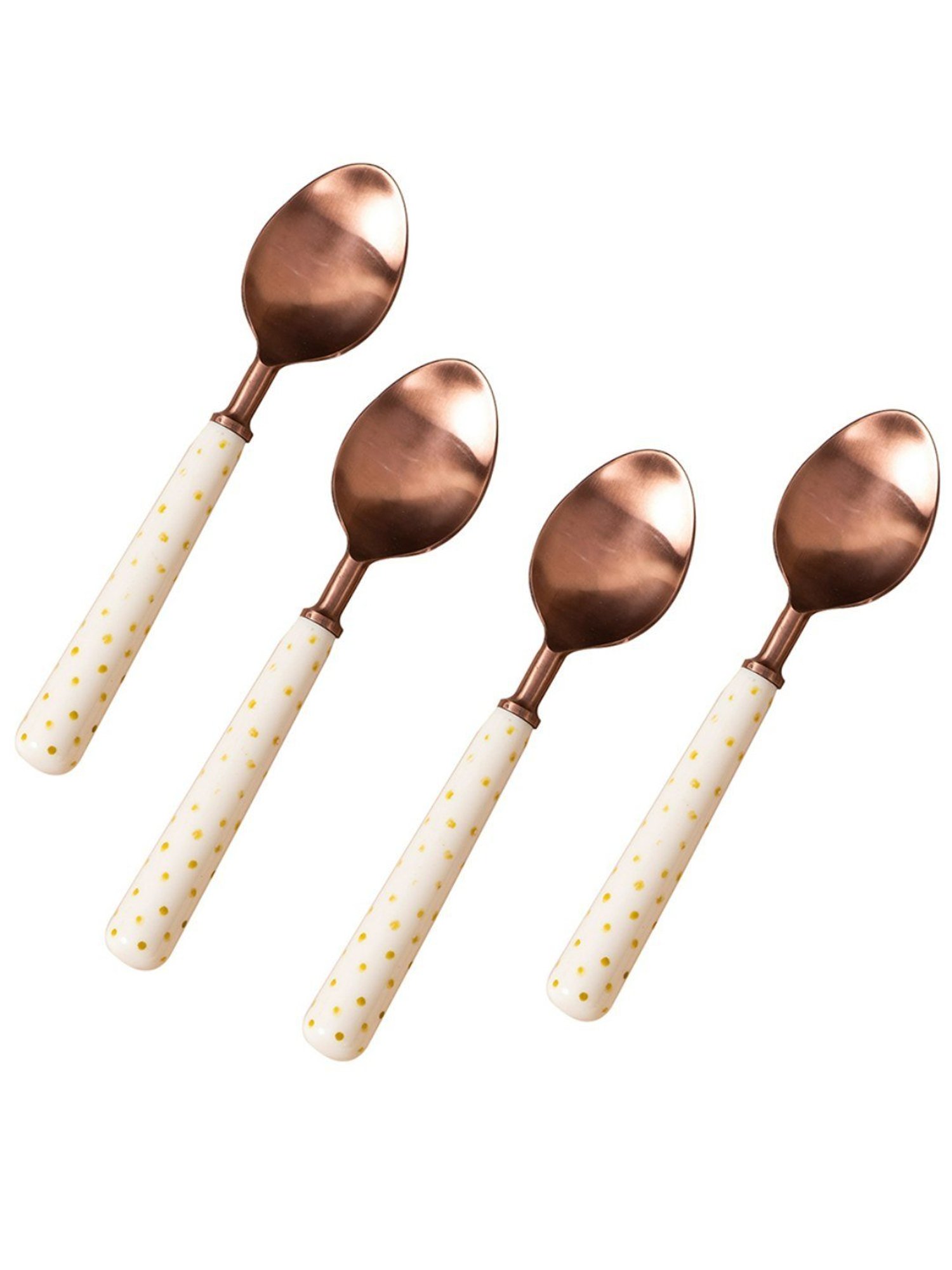 Nestroots Solid White & Copper Stainless Steel Dinner Spoon - Set of 4