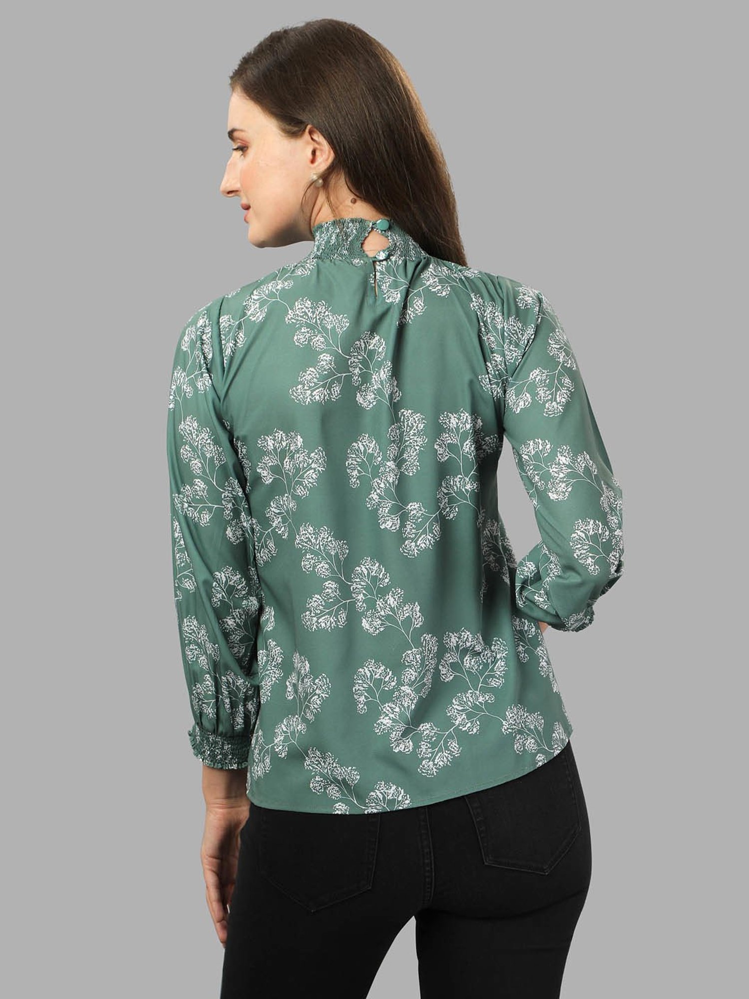 MASAKALI.CO Green Floral Print Top