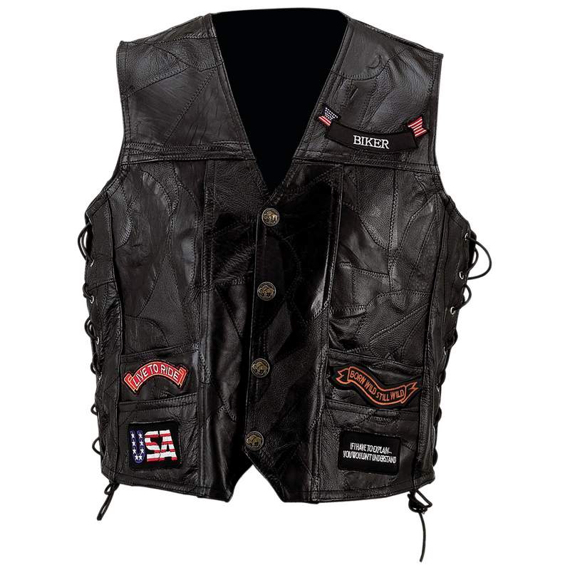 Diamond Plate™ Rock Design Genuine Buffalo Leather Vest