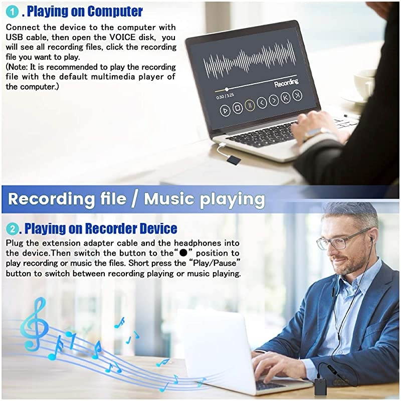 Mini Voice Recorder with Playback Voice Activated Recorder with USB Charge Portable Recording Device for Lectures Meetings Interviews Learning