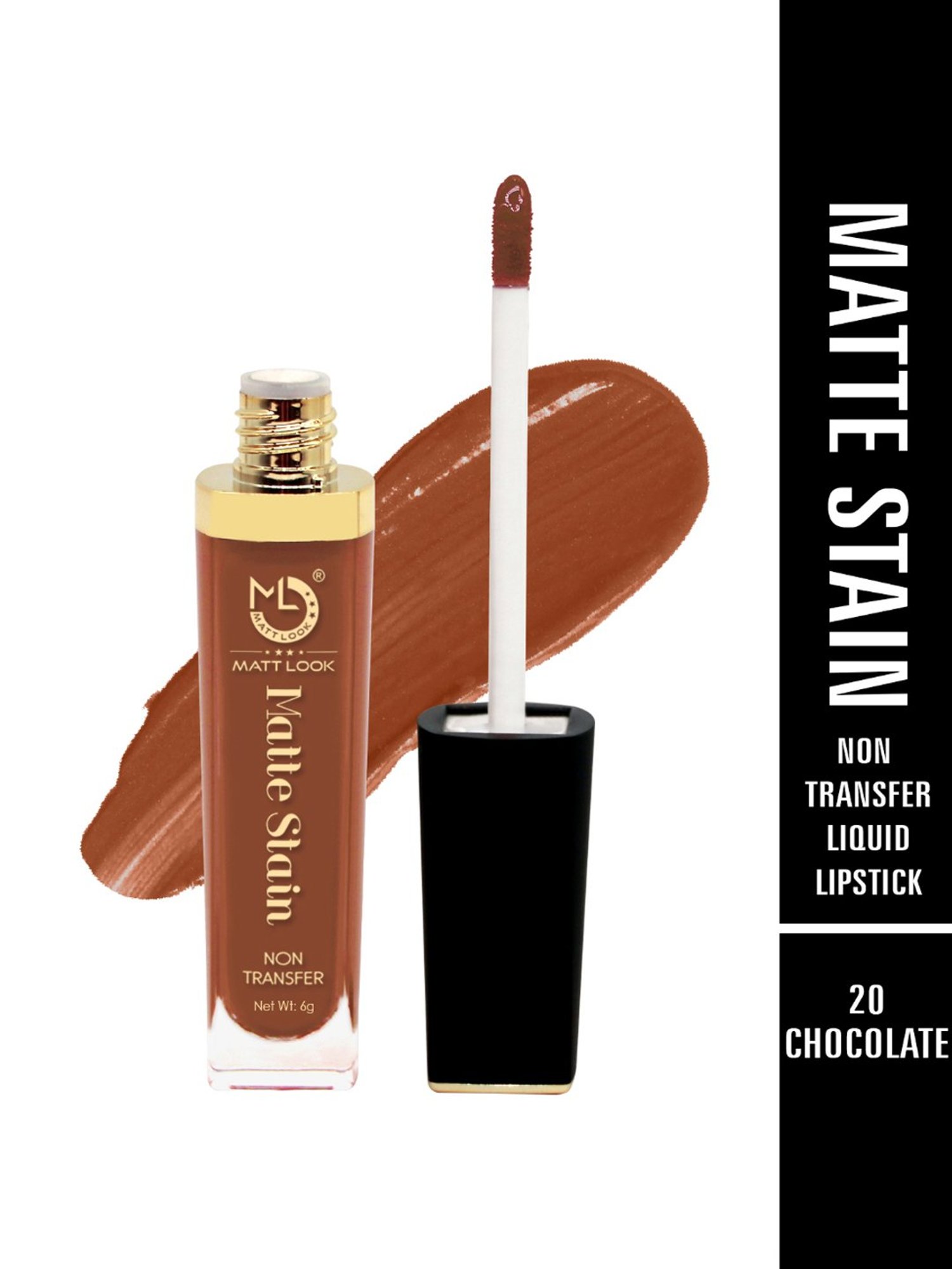 Matt Look Matte Stain Non Transfer Liquid Lipstick 20 Chocolate - 6 gm