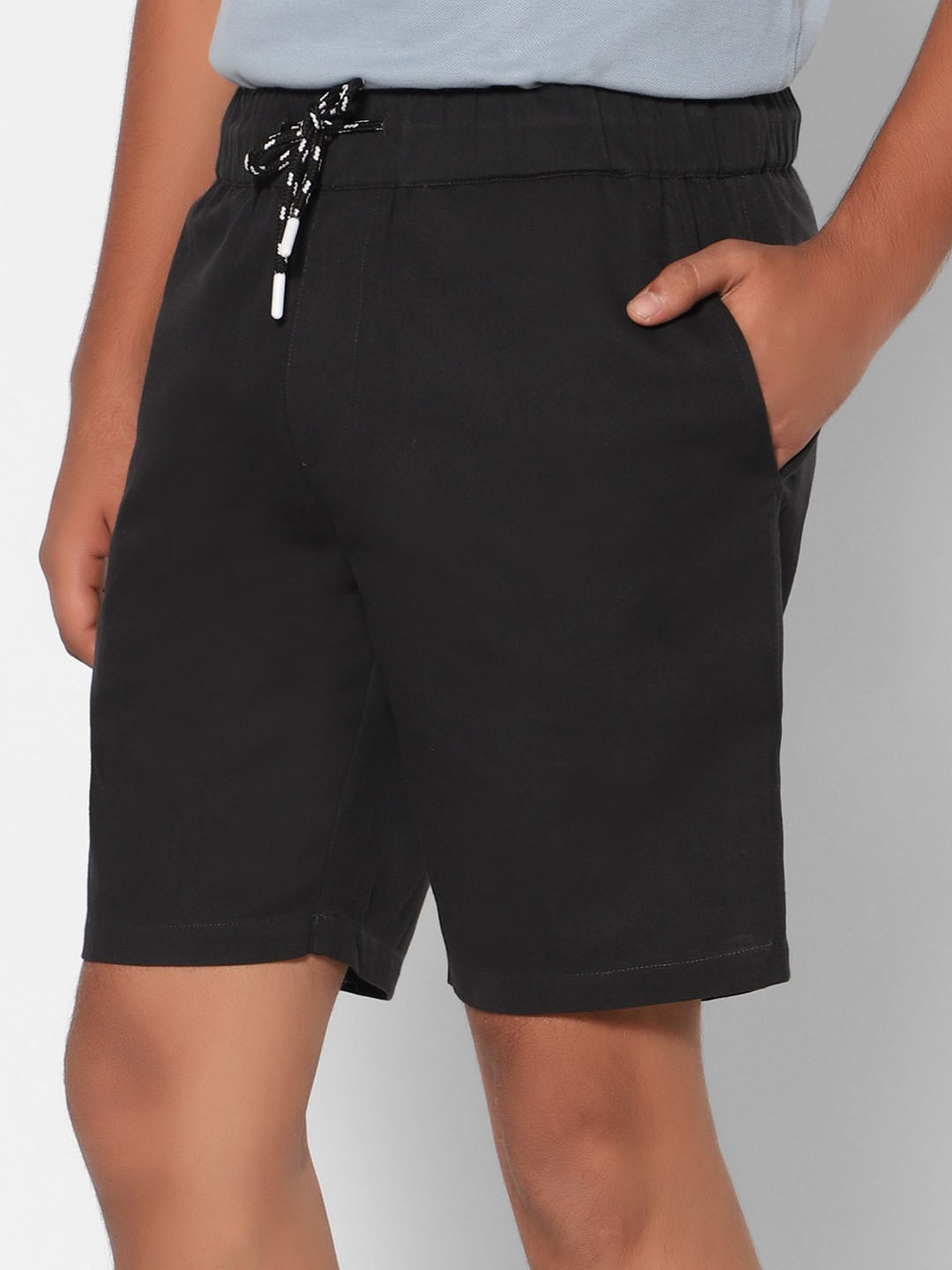 TeenTrums Boys Black Solid Shorts