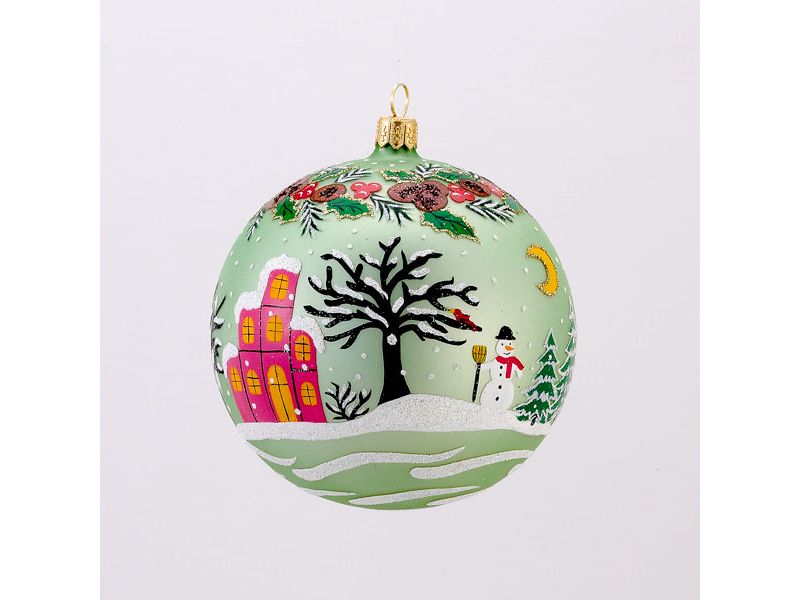 Kurt S. Adler 3.75" David Strand Designs Glass Verdant Village Christmas Ball Ornament