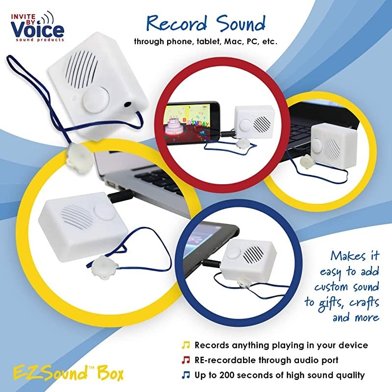 Box 10 inch Extension Play Button for Stuffed Animals Craft Projects School Presentations Hobbies Personalized Items Model Trains etc 200 seconds Rerecordable thru Audio Port