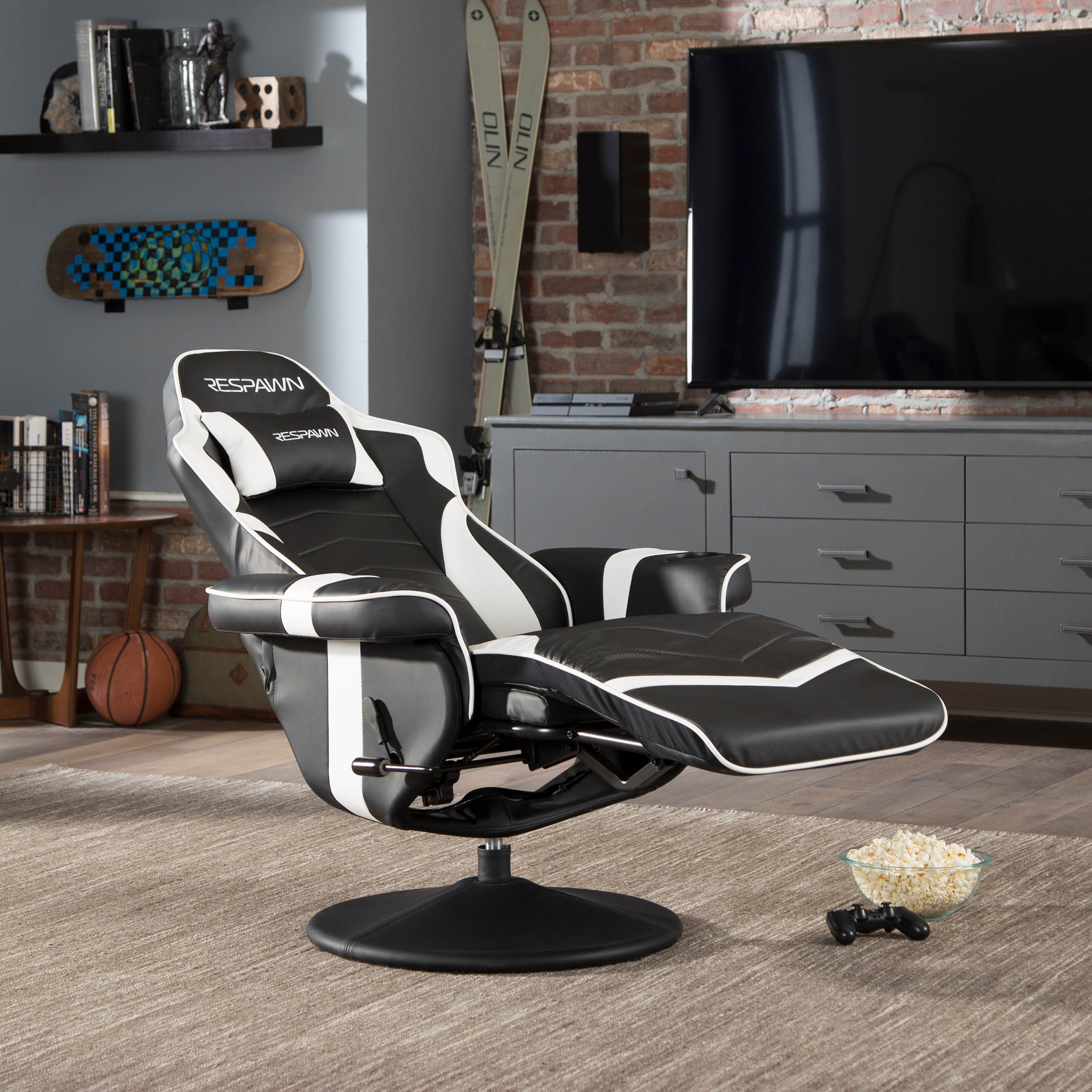 RESPAWN-900 Racing Style Gaming Recliner, Reclining Gaming Chair, in Gray (RSP-900-GRY)