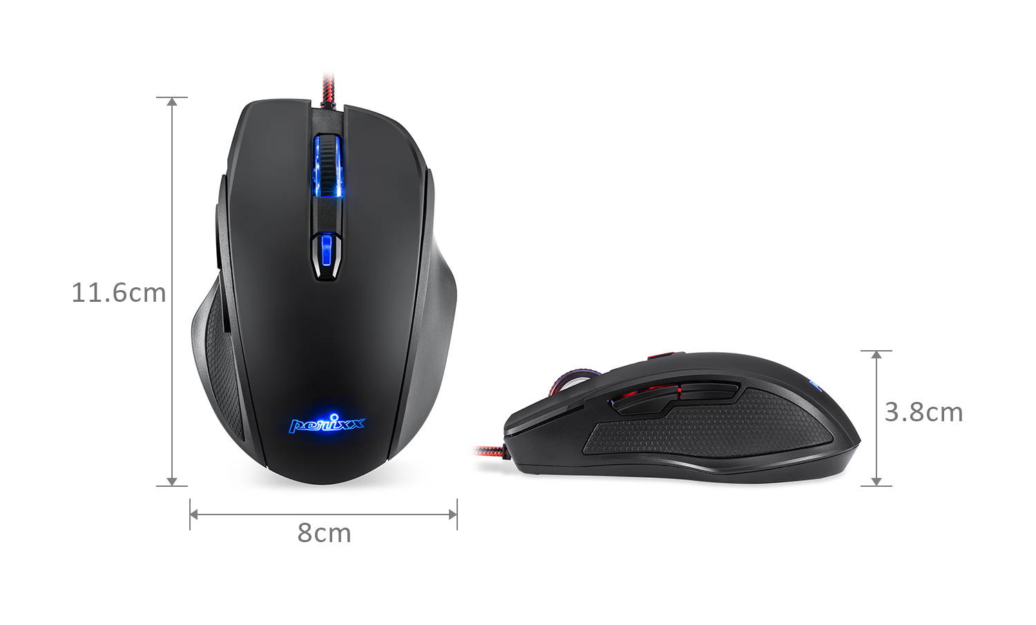 Perixx MX-1100 Programmable Gaming Mouse - Avago ADNS 3050 Optical sensor - 8 programmable buttons