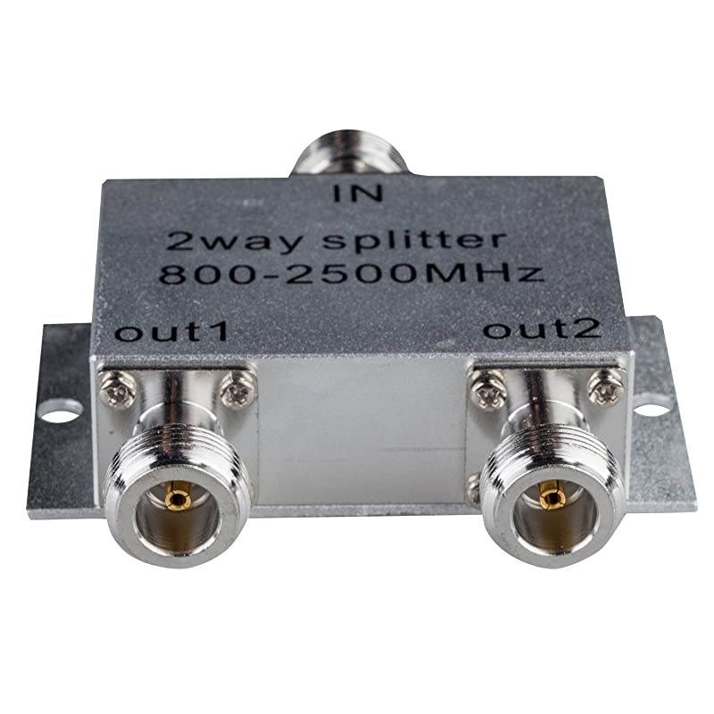 Power Splitter 800-2500MHz Signal Divider with N Female Connector for Mobile Cell Phone Signal Booster Amplifier (2 Way)