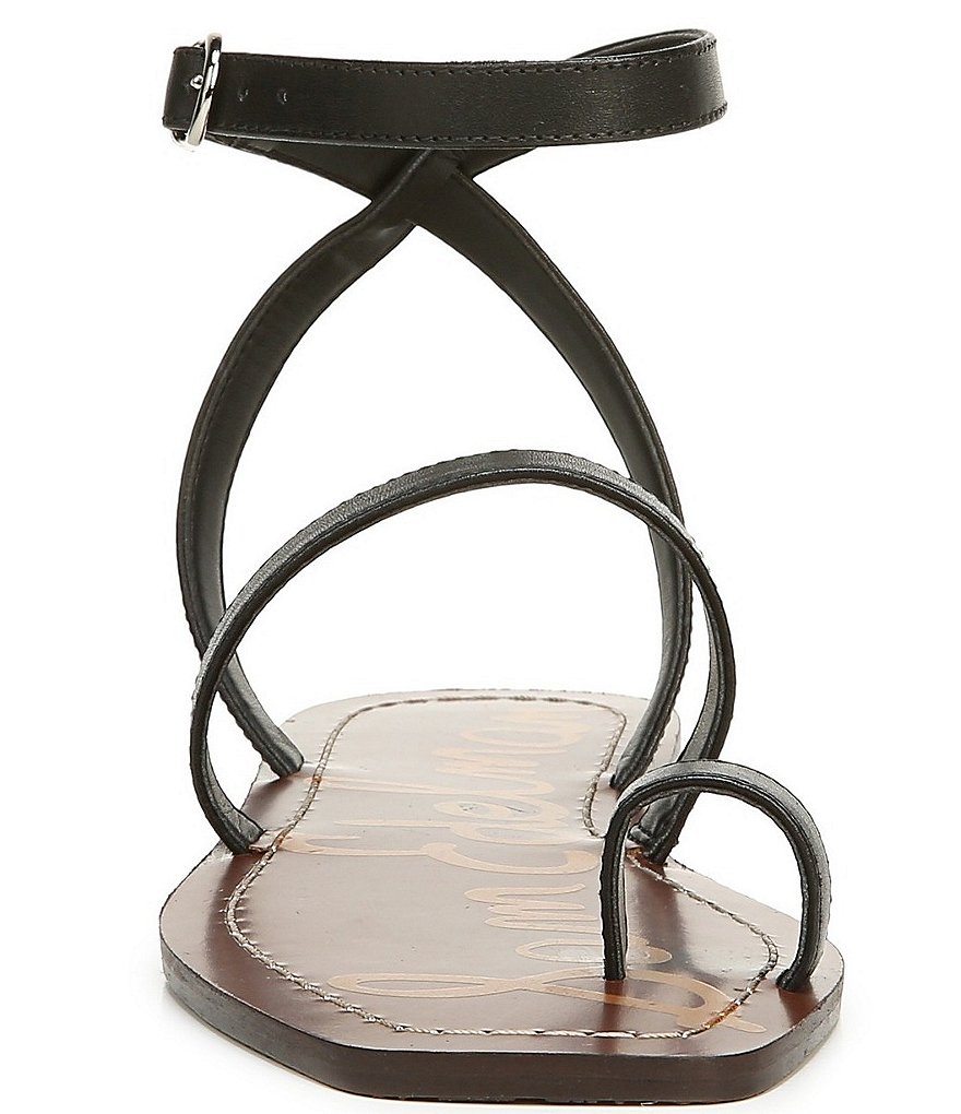 Sam Edelman Abe Leather Toe Ring Square Toe Ankle Wrap Sandals