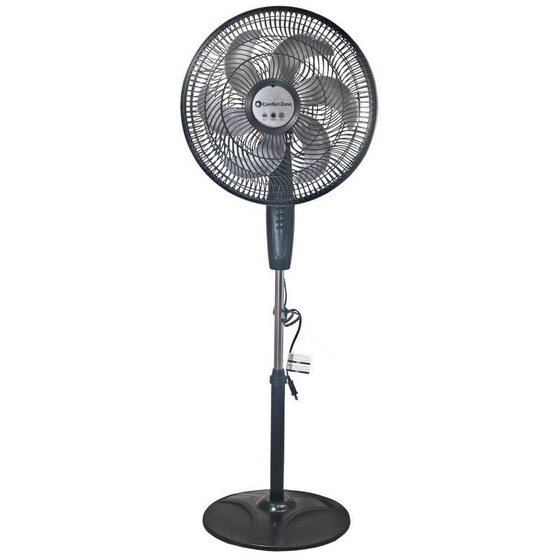 Comfort Zone 18" Power Curve Oscillating Stand Fan Black
