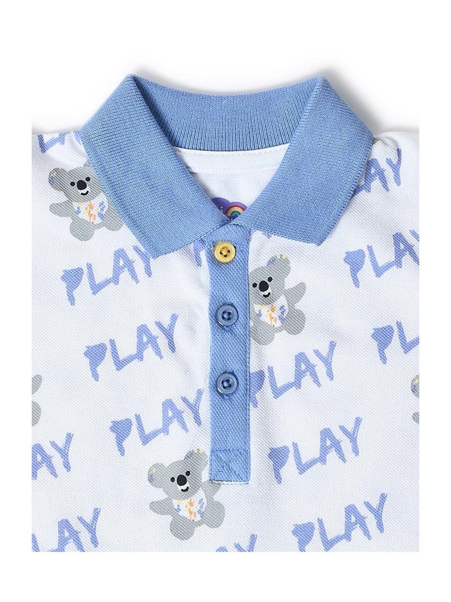 MiArcus Kids Blue Cotton Printed Polo T-Shirt