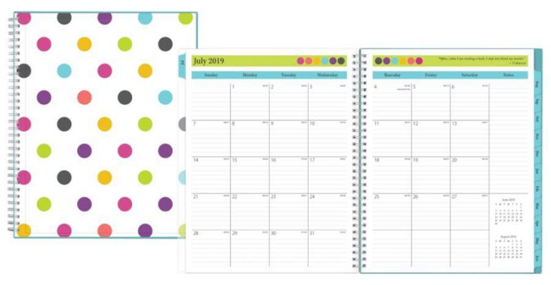 Blue Sky&trade; Teacher Weekly/Monthly Academic Planner, 8 1/2" x 11", Dots, July 2019 to June 2020