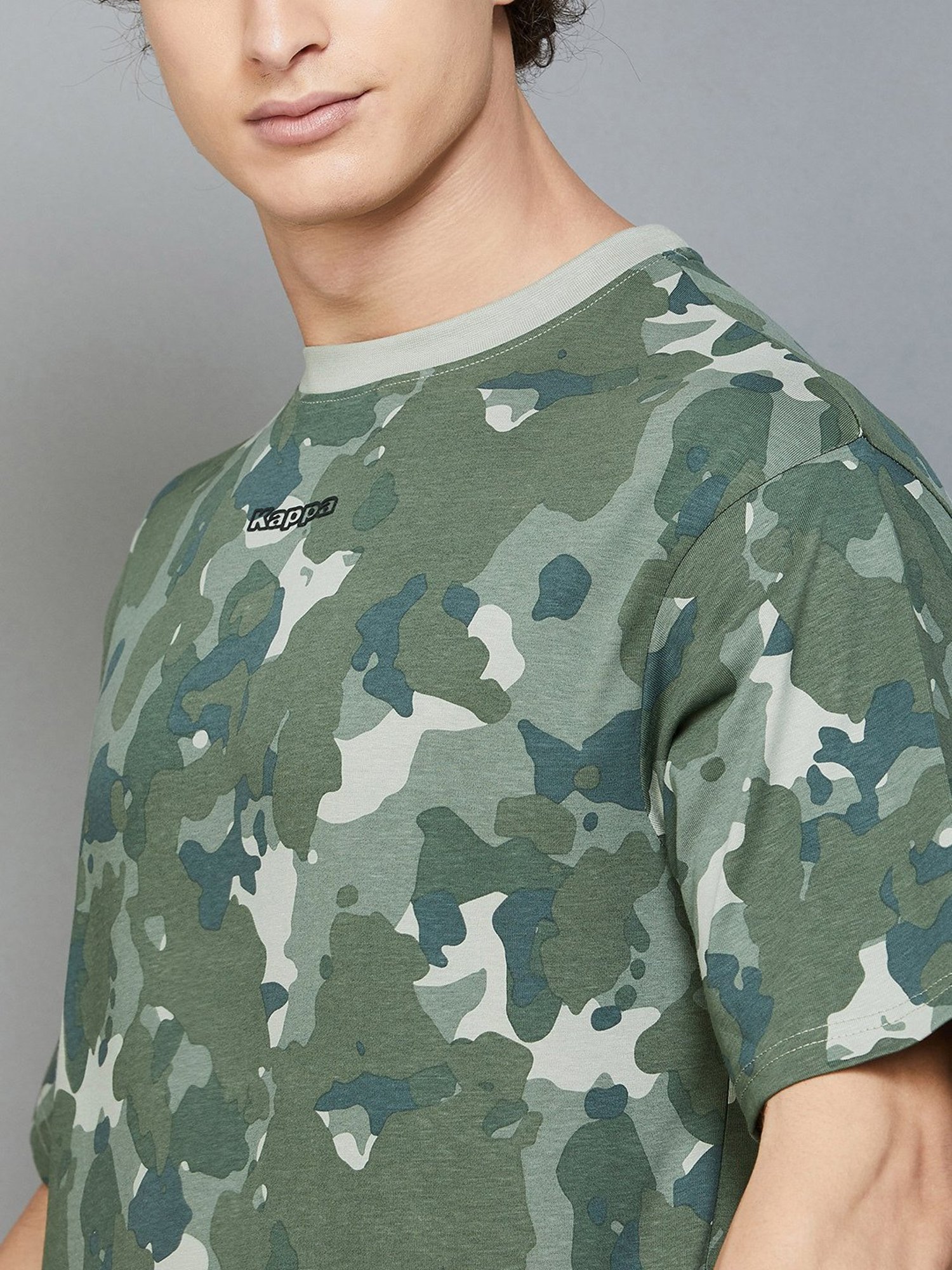 KAPPA Olive Regular Fit Camo Print Crew T-Shirt