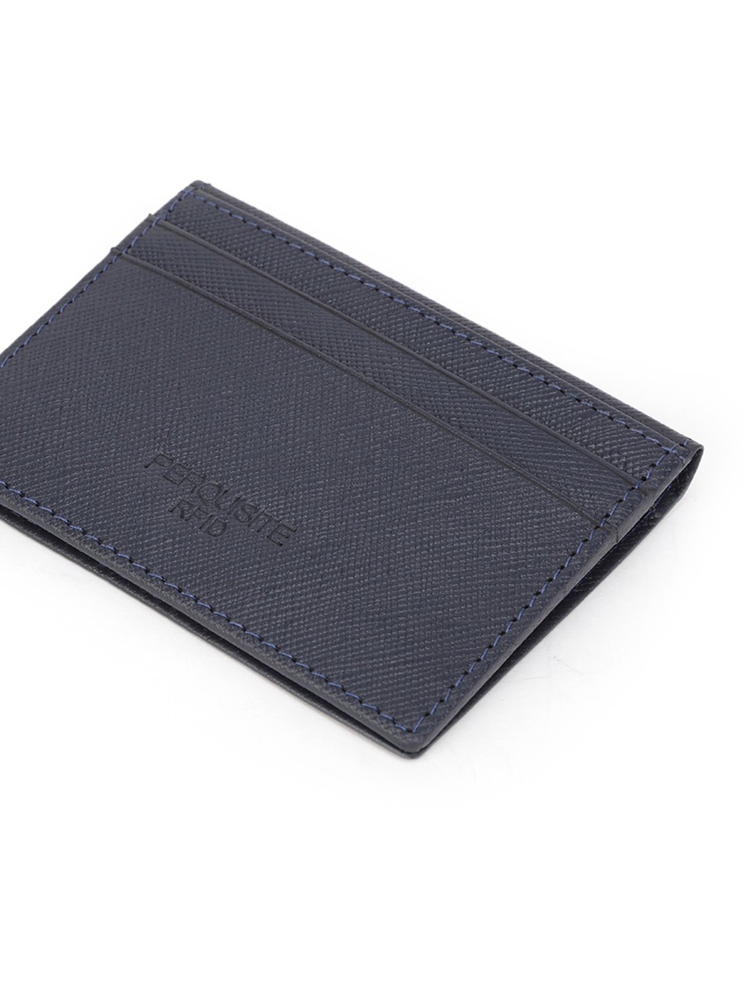 PERQUISITE Navy Casual Leather Bi-Fold Wallet for men