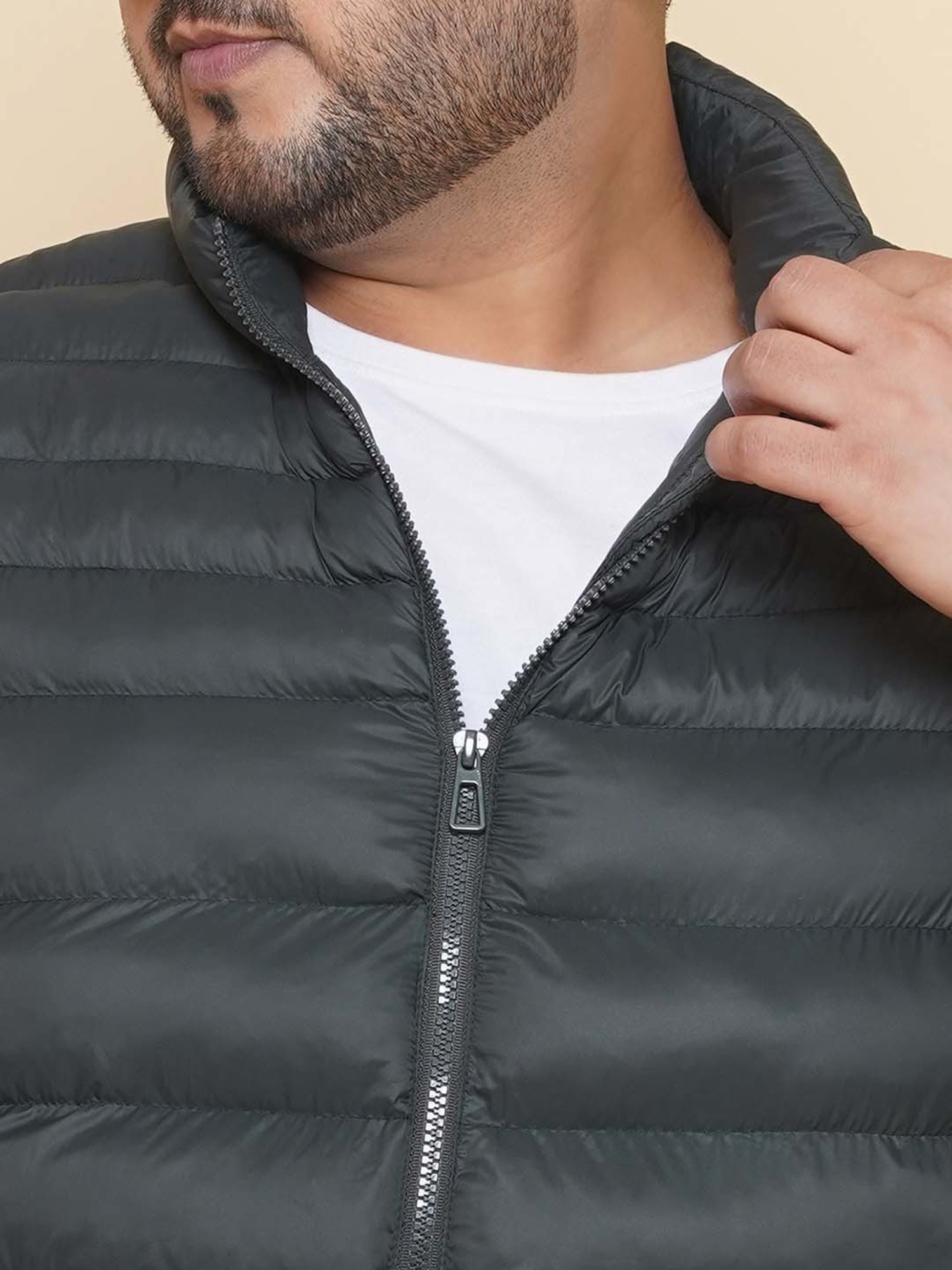 John Pride Dark Green Regular Fit Plus Size Puffer Jacket