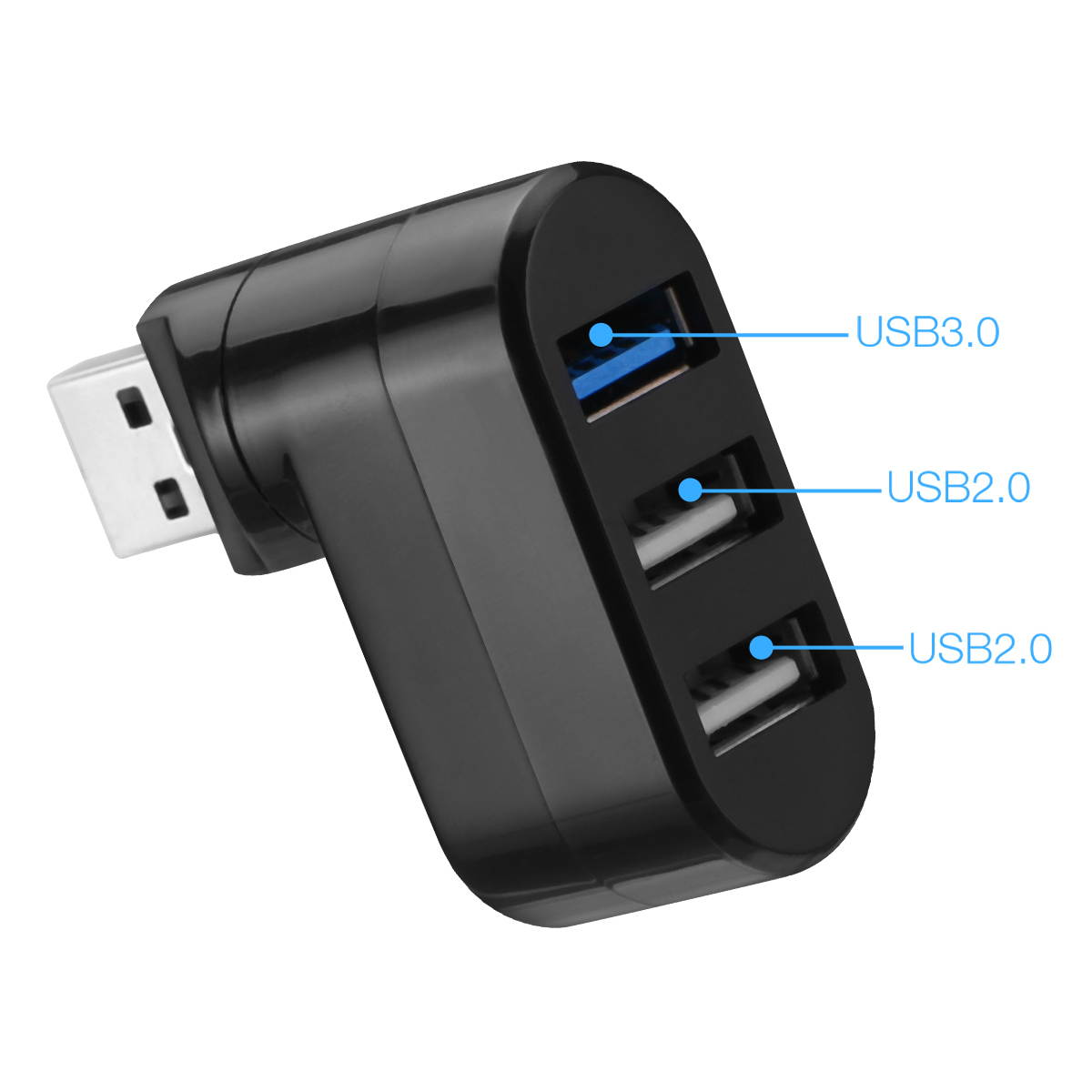 FirstPower 3 Port USB 2.0 Mini Rotate Splitter Adapter Hub for PC Laptop Notebook Expansion