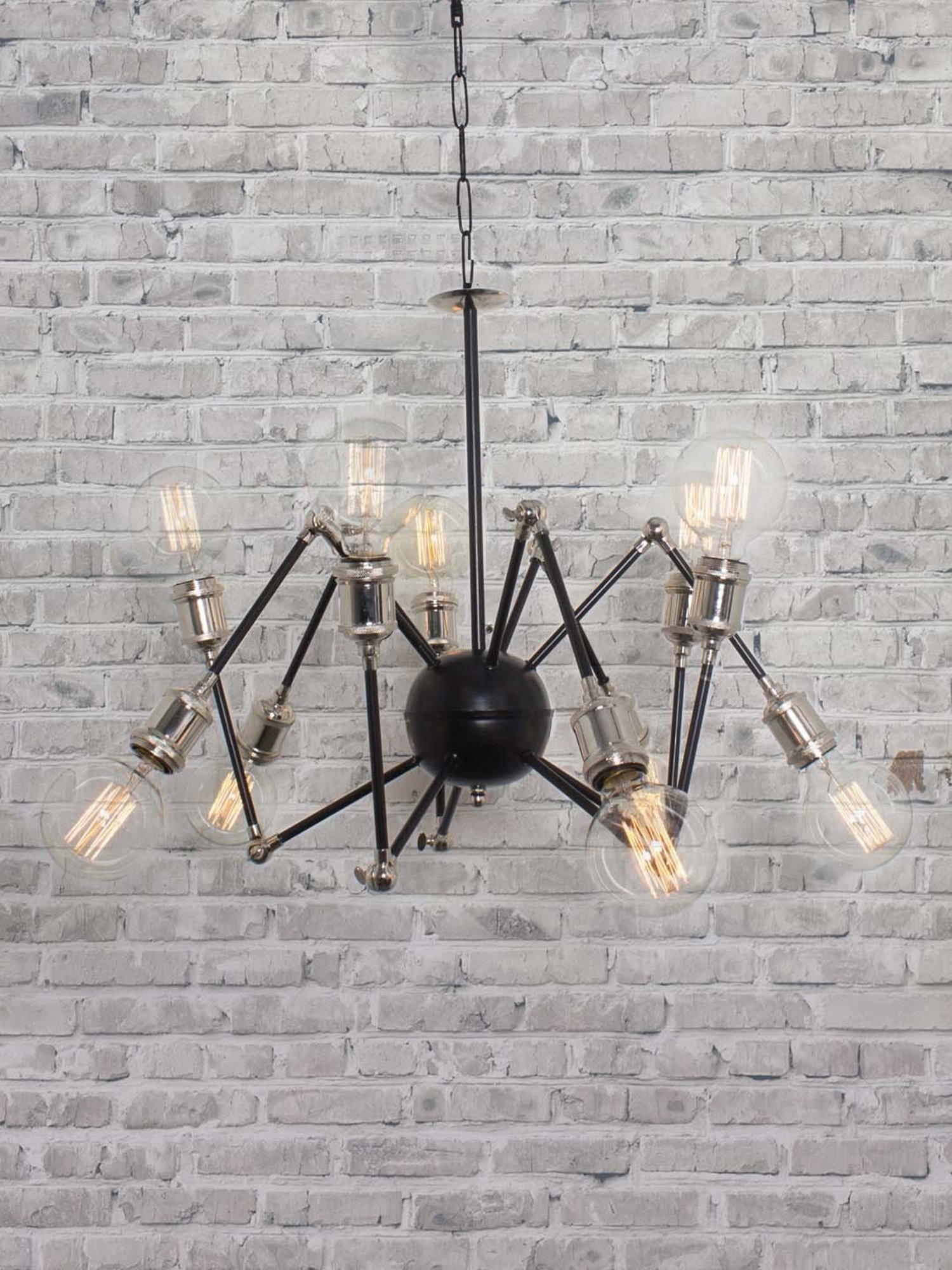 Fos Lighting 'Solar' Silver & Transparent Steel Chandelier - Set of 1