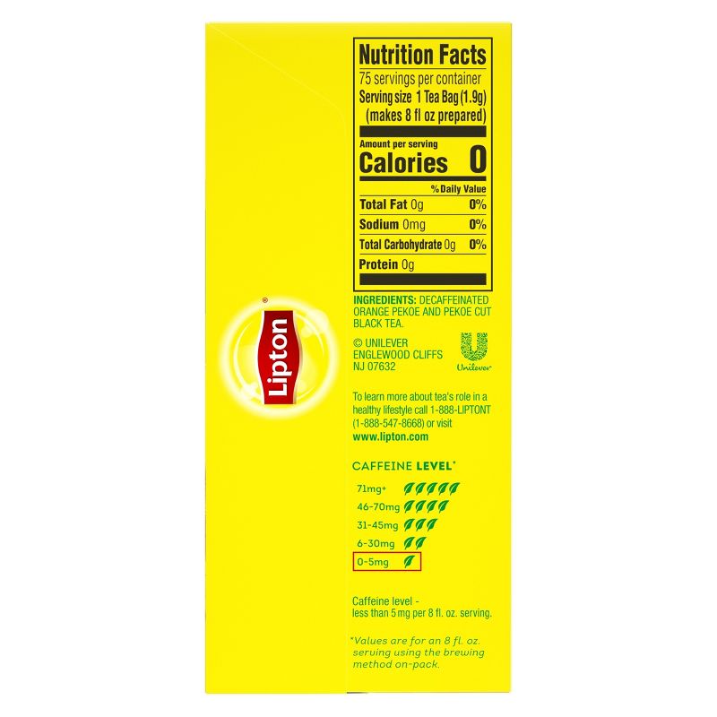 Lipton Decaffeinated Black Tea Bags - 75ct