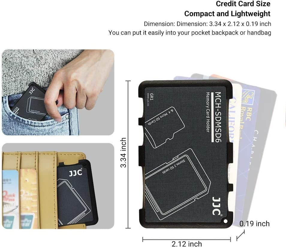 6 Slots SD Micro SD Card Case Storage Organizer, Lightweight Ultra-Thin Credit Card Size fit 2 SD SDHC SDXC Cards and 4 Micro SD TF MSD Cards