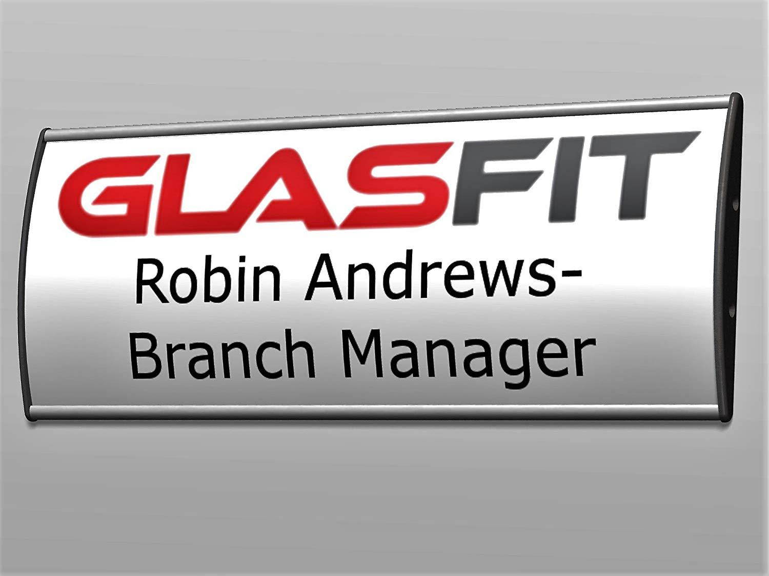 SET OF 6, OFFICE SIGN HOLDER FOR WALL OR DOOR MOUNT NAME PLATE FRAME DISPLAY CURVATURE PLAQUE SILVER ALUMINUM, 4.00" W x 6.00" H