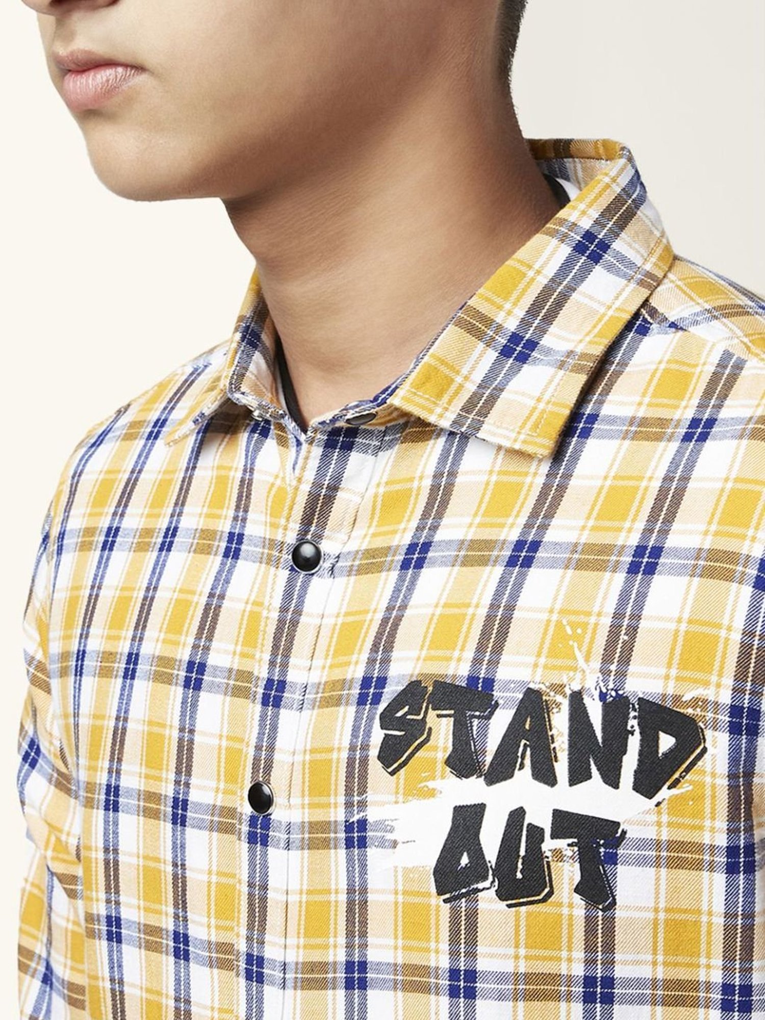 Coolsters by Pantaloons Kids Yellow & Blue Cotton Chequered Full Sleeves Shirt