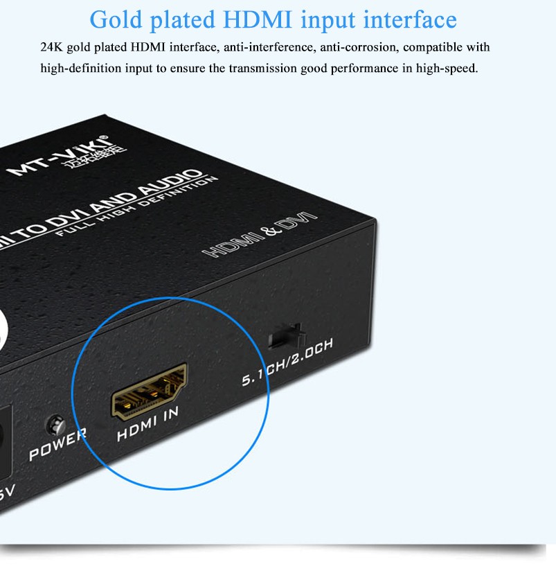 HDMI to DVI FHD Video Converter  SPDIF Coxial 3.5mm L/R Digital Audio Toslink Fibre Optic Stereo Adapter Extractor MT-HDV13