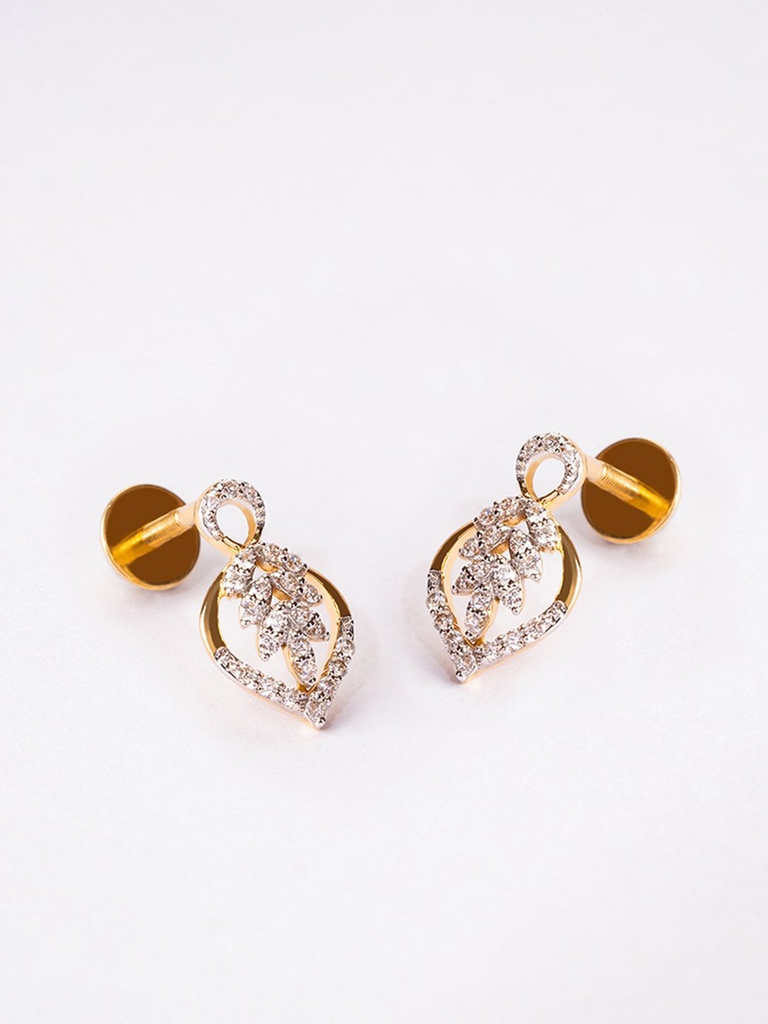 P.N.Gadgil Jewellers 14k Gold Infinity Drop Diamond Earrings For Women