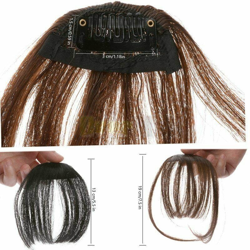 Thin Neat Air Bangs Remy Human Hair Extensions Clip in on Fringe Front Hairpiece