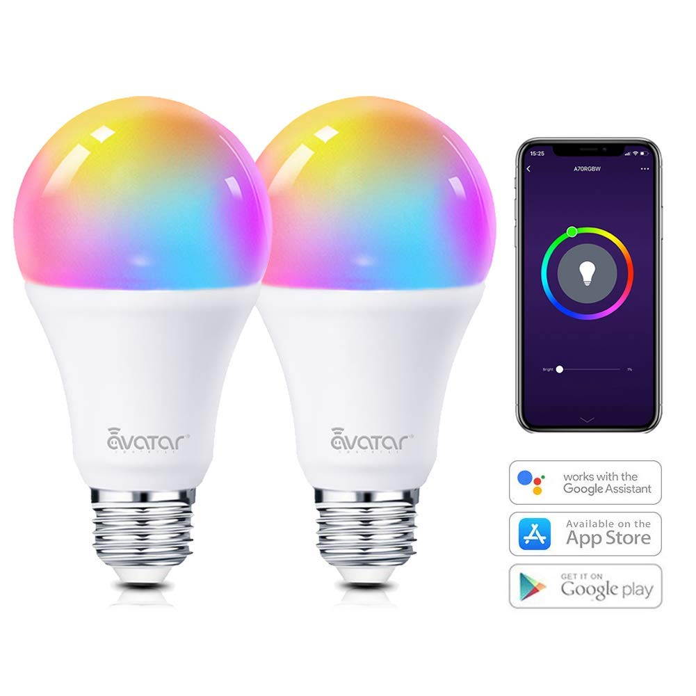 Smart LED Light Bulb, Alexa Light Bulbs WiFi Dimmable Work with Google Home/Smart Life APP, Avatar Controls RGBW Color Changing Lights, No Hub Required (910LM E26 A19 8W=70W Equivalent)