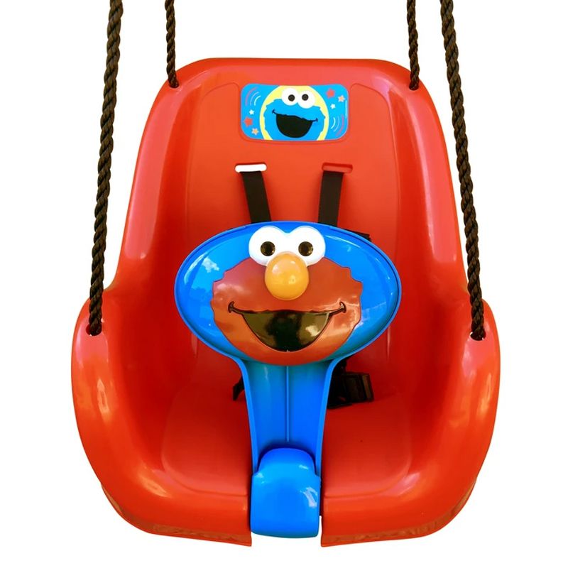 M & M Sales Backyard Outdoor Sesame Street Elmo Baby Toddler Bucket T-Bar Tree Swing with Nylon Ropes