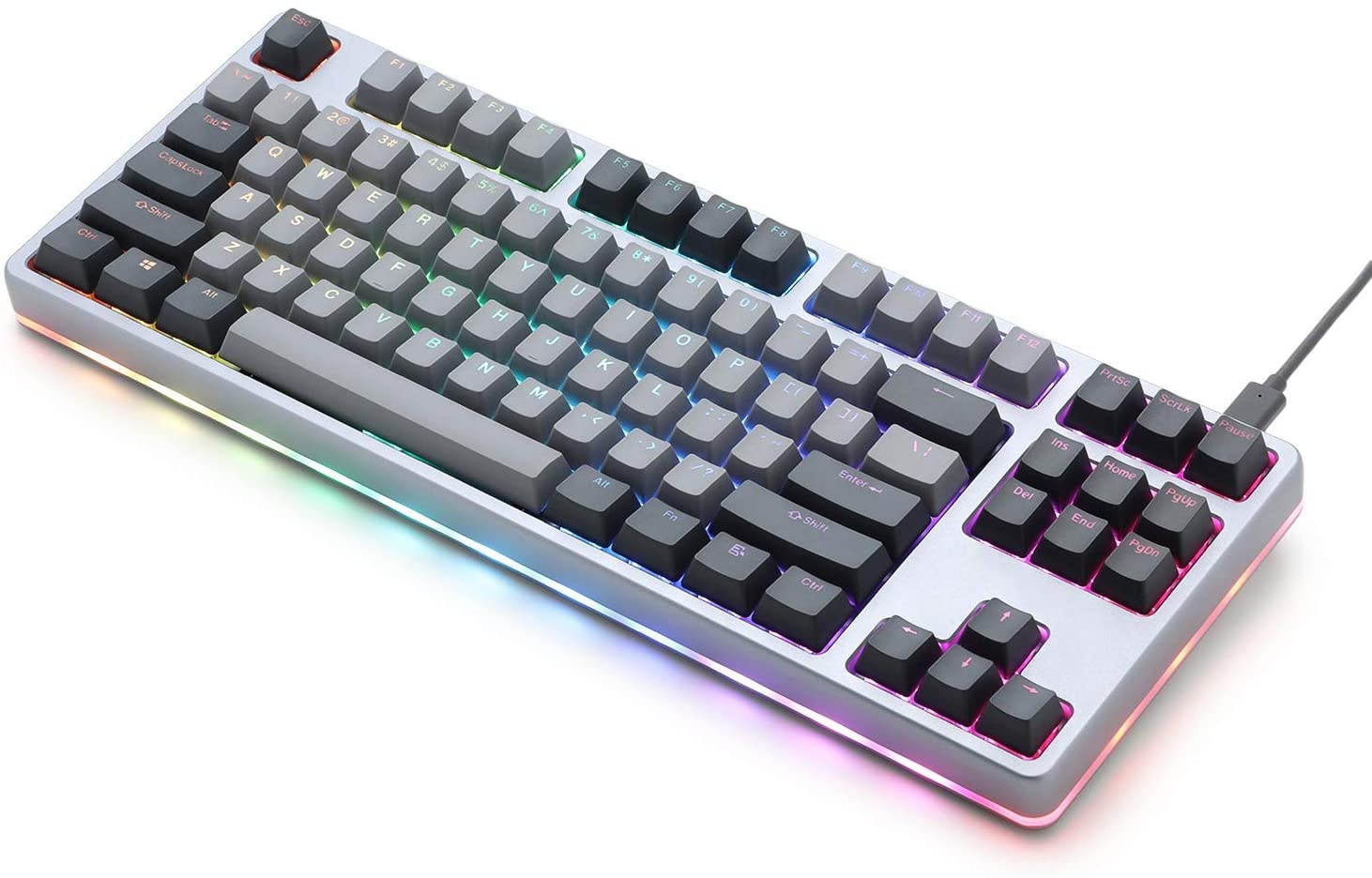 Drop CTRL High-Profile Mechanical Keyboard &mdash; Tenkeyless TKL (87 Key) Gaming Keyboard, Hot-Swap Switches, Programmable, Backlit RGB LED, USB-C, Doubleshot PBT, Aluminum (Gray, Kaihua Box White)