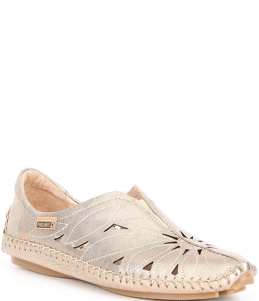 Pikolinos Jerez Floral Leather Cut-Out Detail Slip-On Moccasins