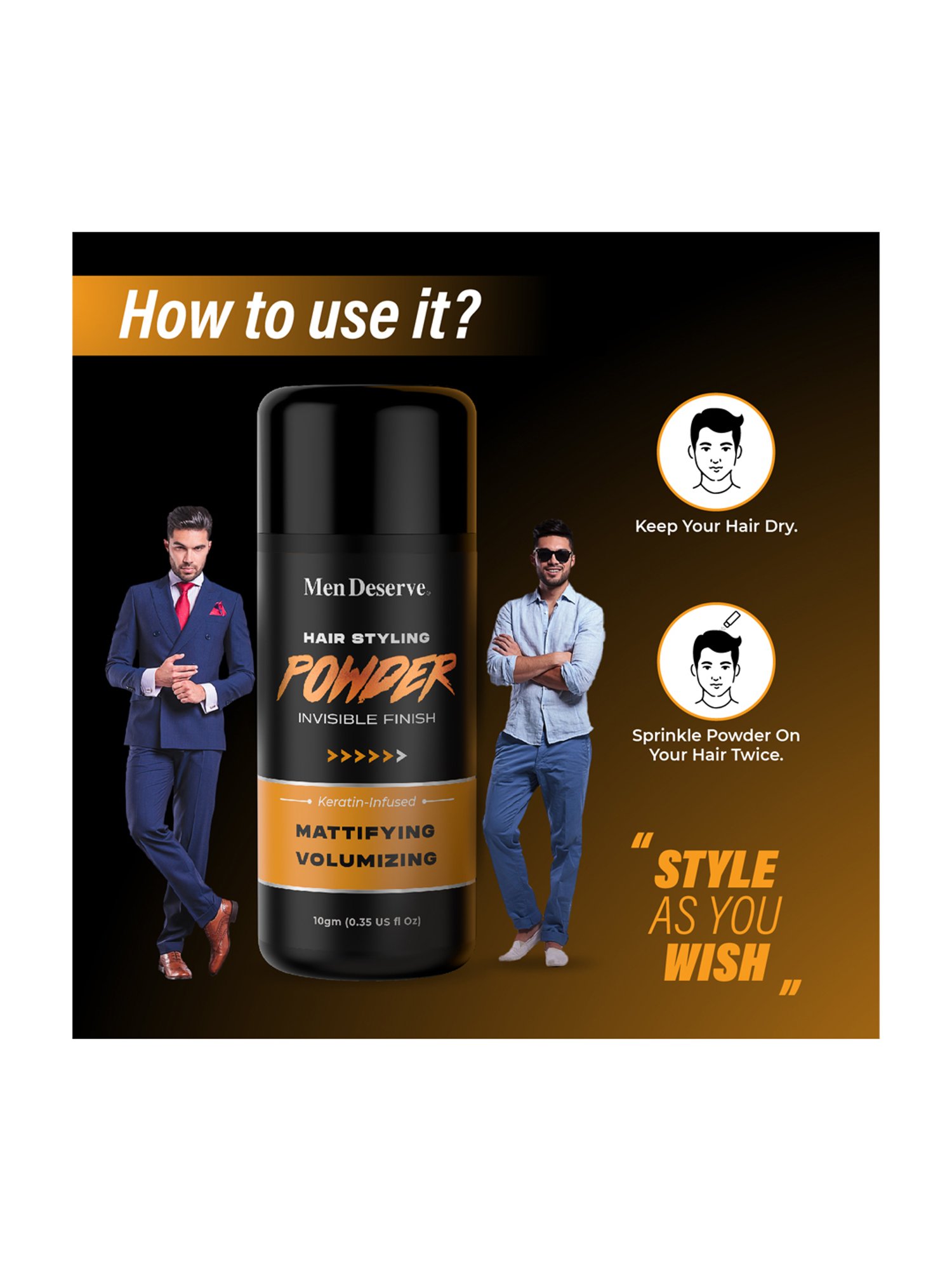 Men Deserve Matte Finish Hair Styling Powder - 10 gm