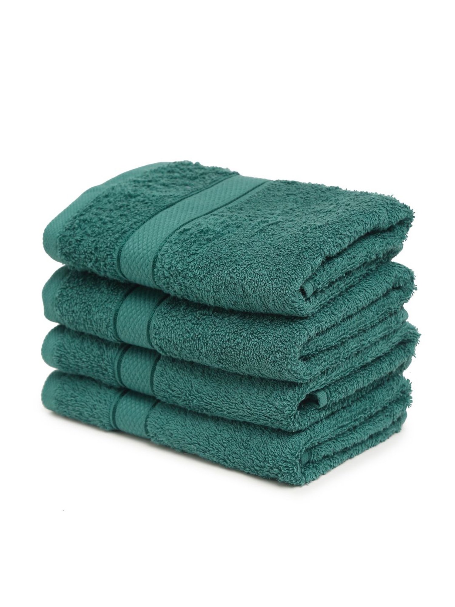 Creeva Dark Green 525 GSM Cotton Hand Towel Set of 4