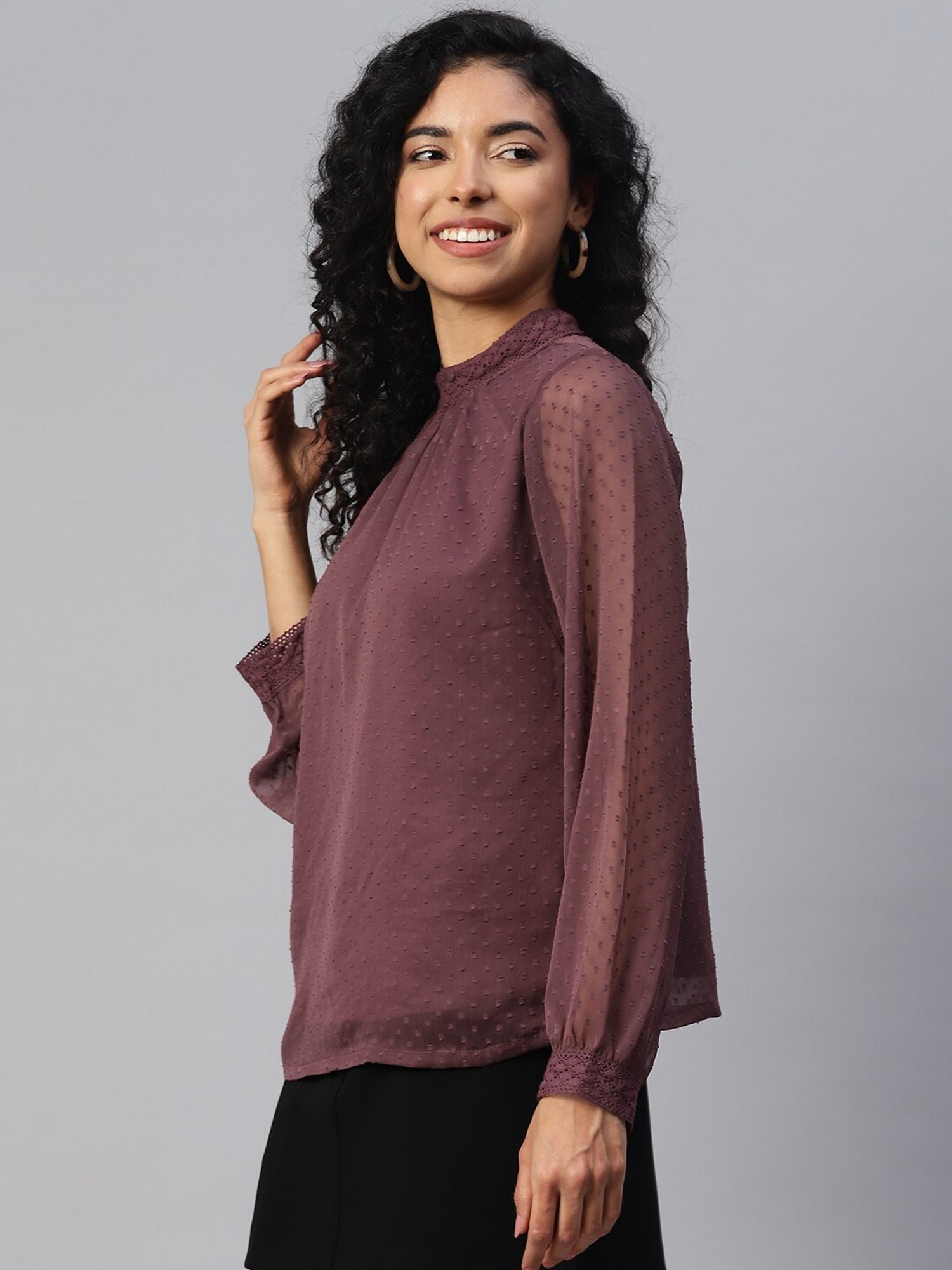 Melon by PlusS Purple Self Pattern Top