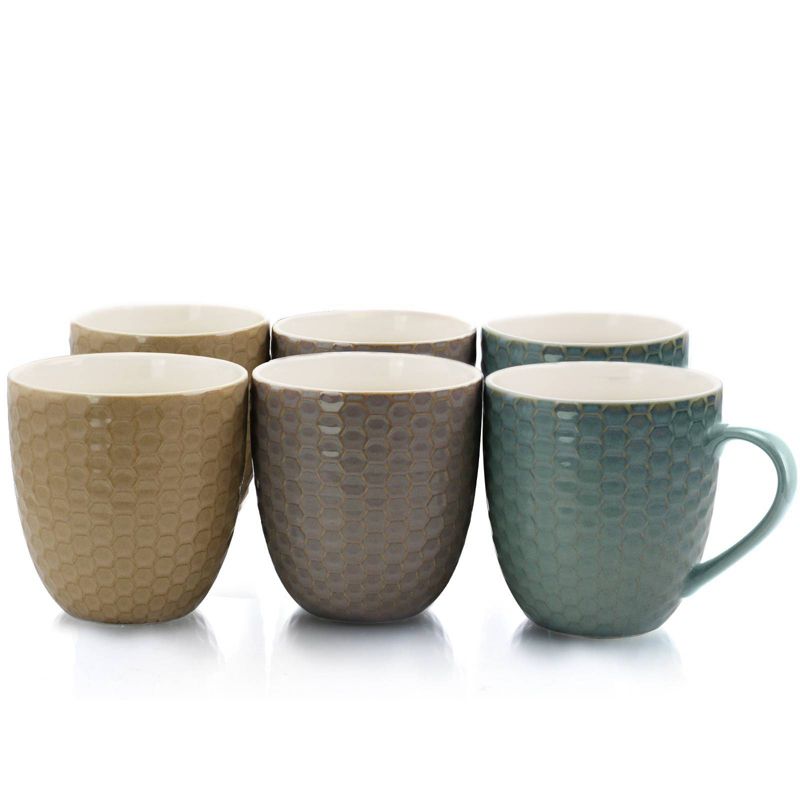 15oz 6pk Stoneware Hexagon Assorted Mugs - Elama