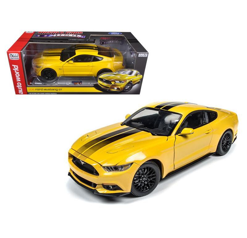 2016 Ford Mustang Gt 5.0 Yellow Limited Edition to 1002pcs 1/18 Diecast Model Car  by Autoworld