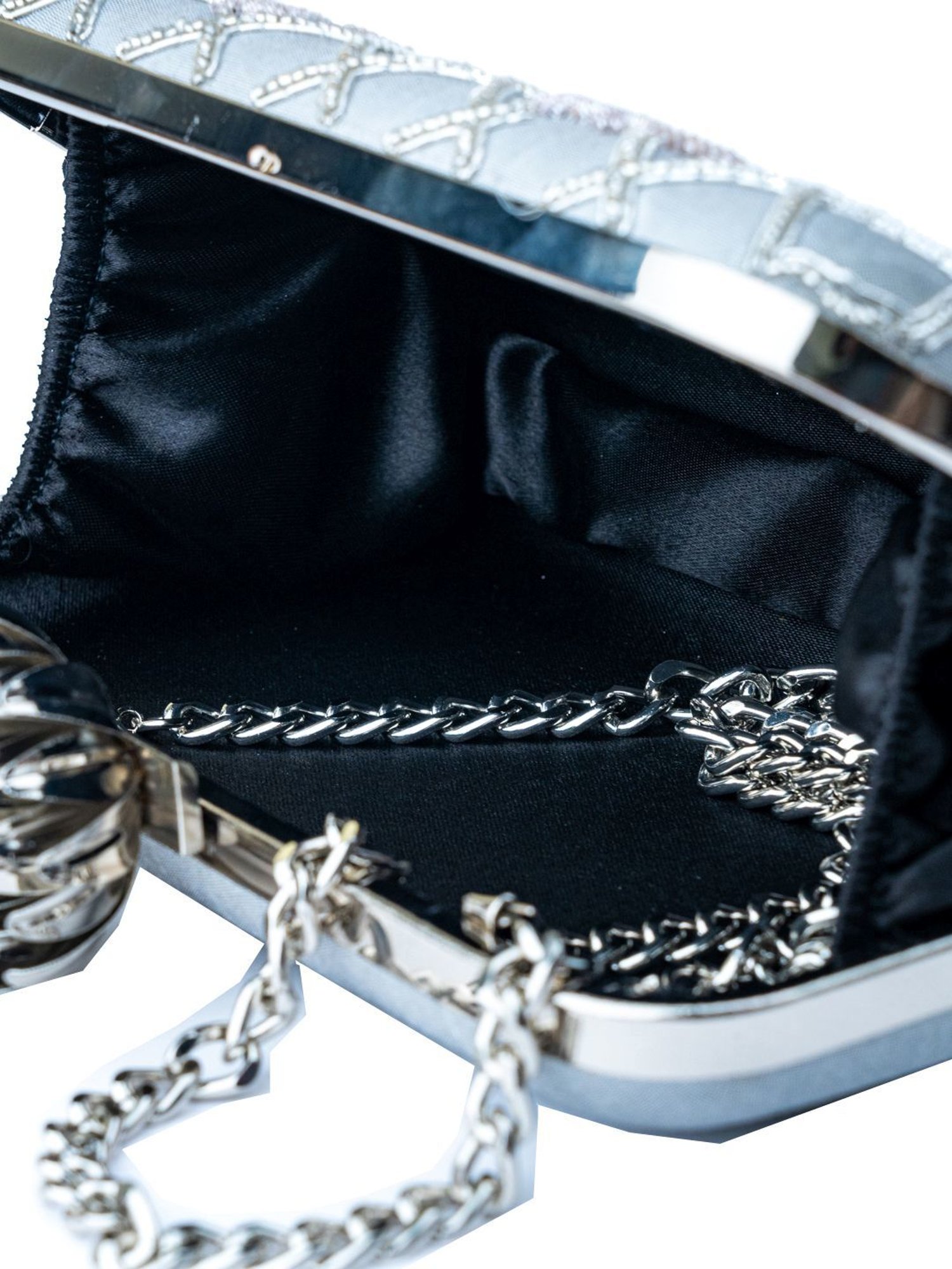 NR by Nidhi Rathi Silver Fabric Minaudiere Clutch