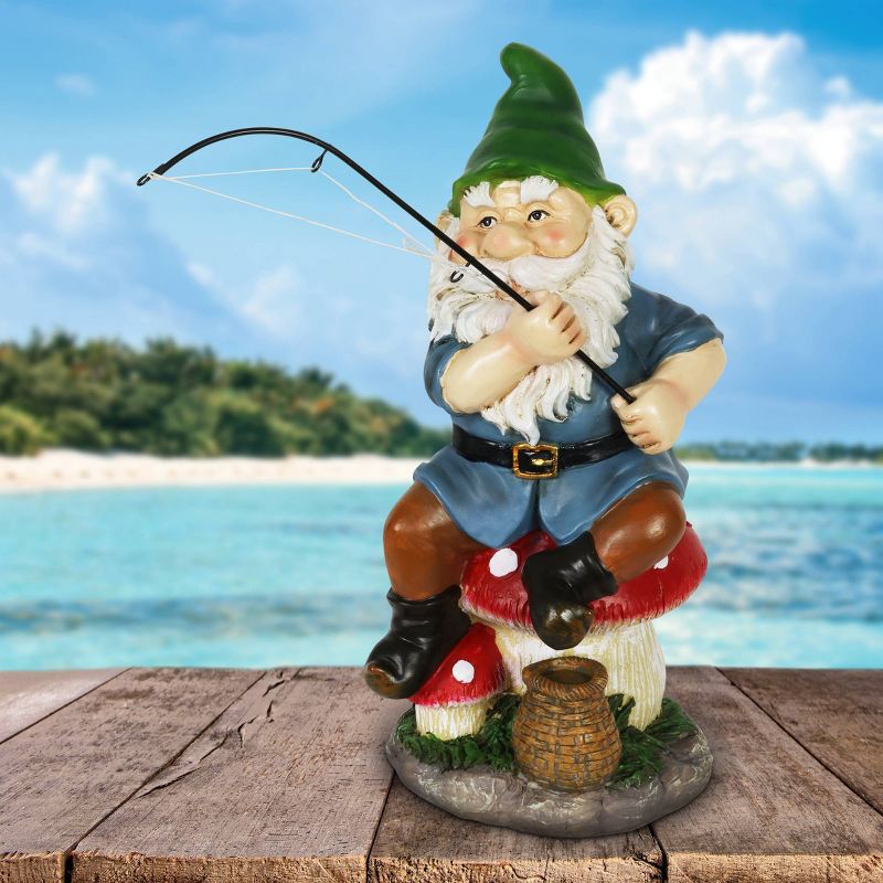 11.22" Resin Fishing Frankie Gnome Statue - Exhart