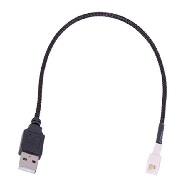 phobya adapter cable, usb external to 3pin, 30cm, sleeved, black