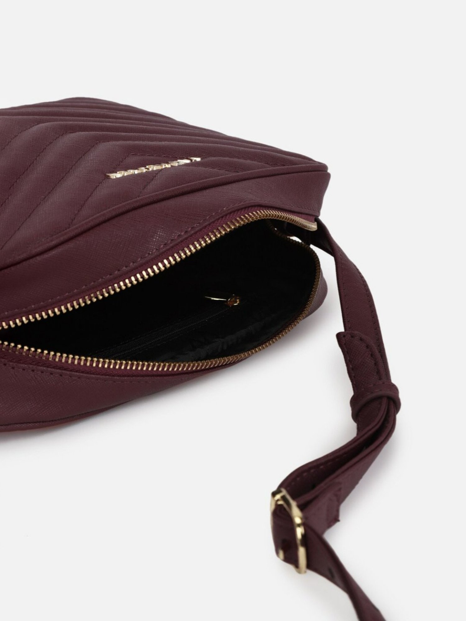 Van Heusen Wine Quilted Leather Cross Body Bag
