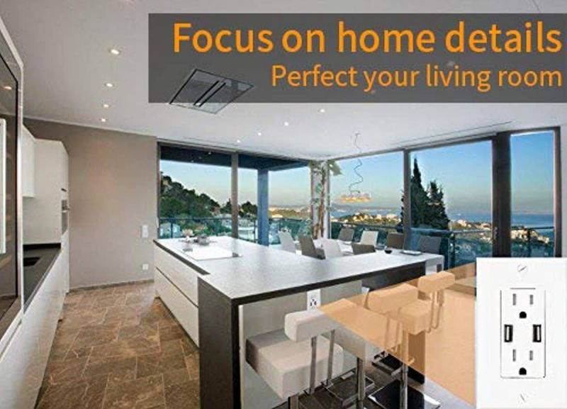 USB Charger Wall Outlet Dual High Speed Duplex Receptacle 15-Amp, Smart 3.1A Quick Charging Capability, Tamper Resistant Cover Plates Included MICMI C10 New Upgrade White, USB outlet 2pack