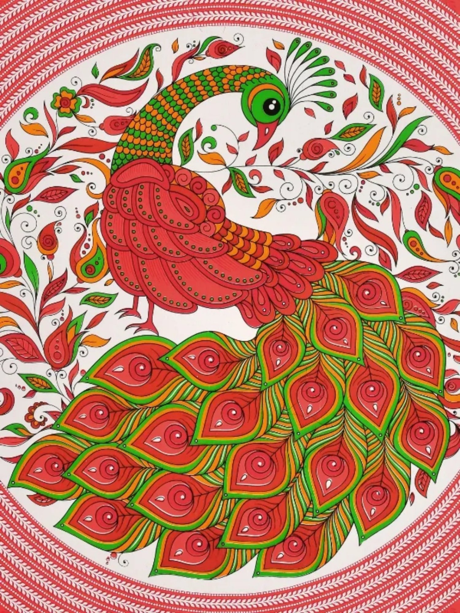 Living Roots Printed Red 240 TC Cotton Bedsheet with 2 Pillow Covers