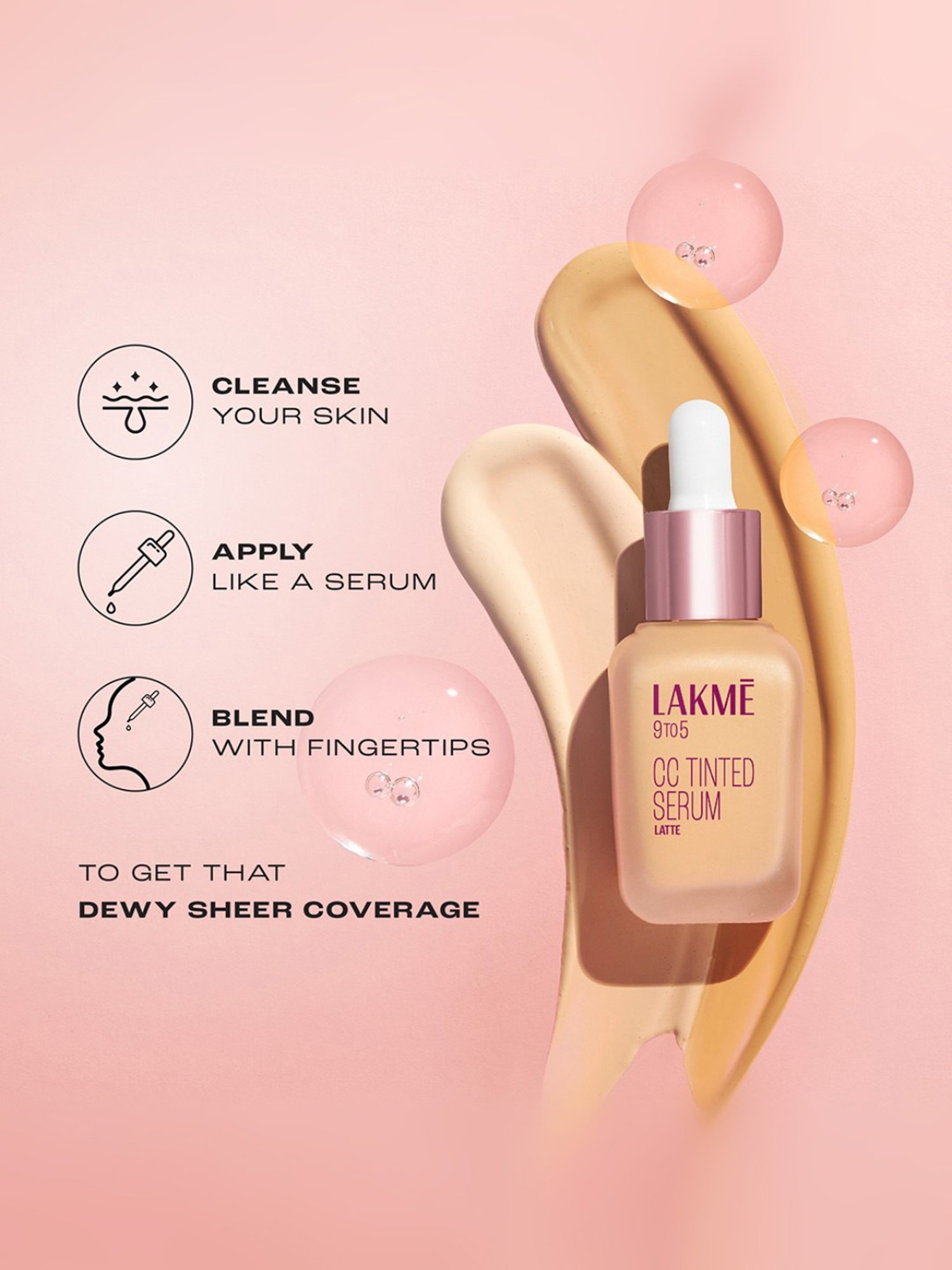 Lakme 9 To 5 CC Tinted Serum with 2% Hyaluronic Acid Dolce - 30 ml