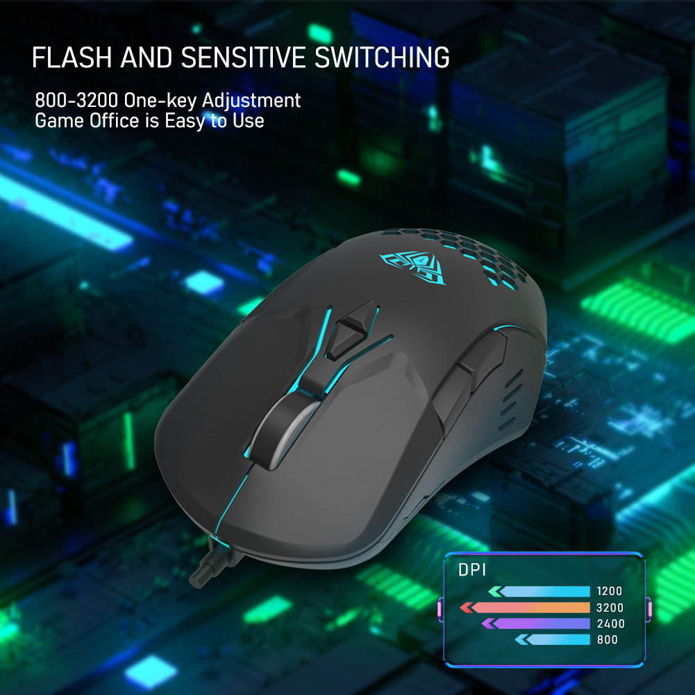 Gaming Mouse with 7 Programmable Buttons, Chroma RGB Backlight & 6400 Adjustable DPI, Ergonomic USB Computer Mouse with High Precision Sensor for Windows PC & Laptop Gamers, Mouse for Laptop