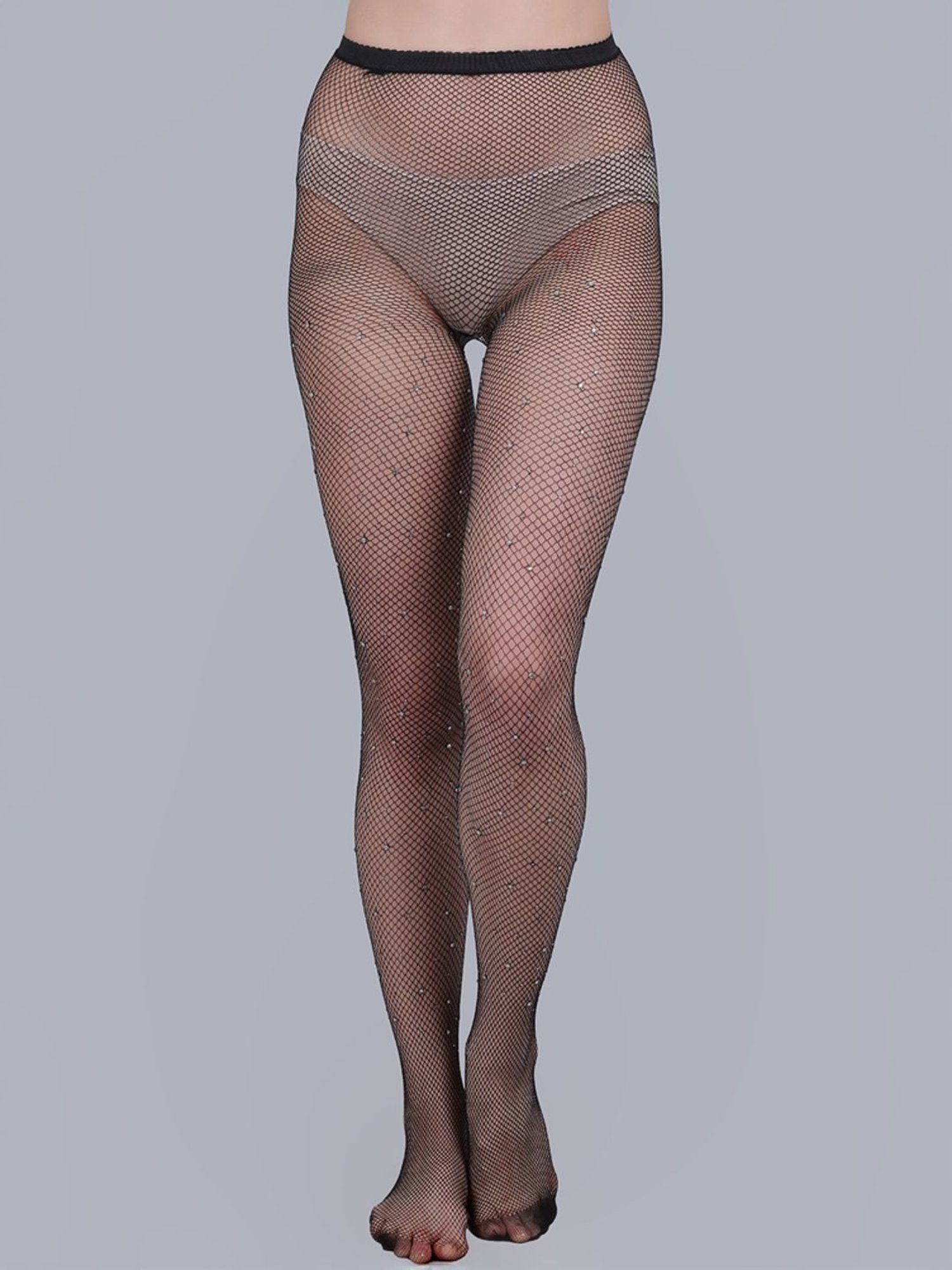 mod & shy Black Self Pattern Pantyhose Stockings