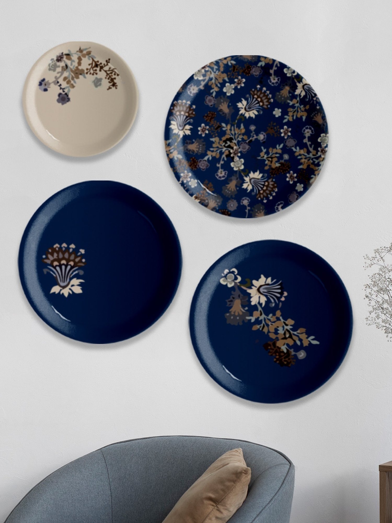 Nestroots Classic Floral Multicolor Porcelain Wall Plate