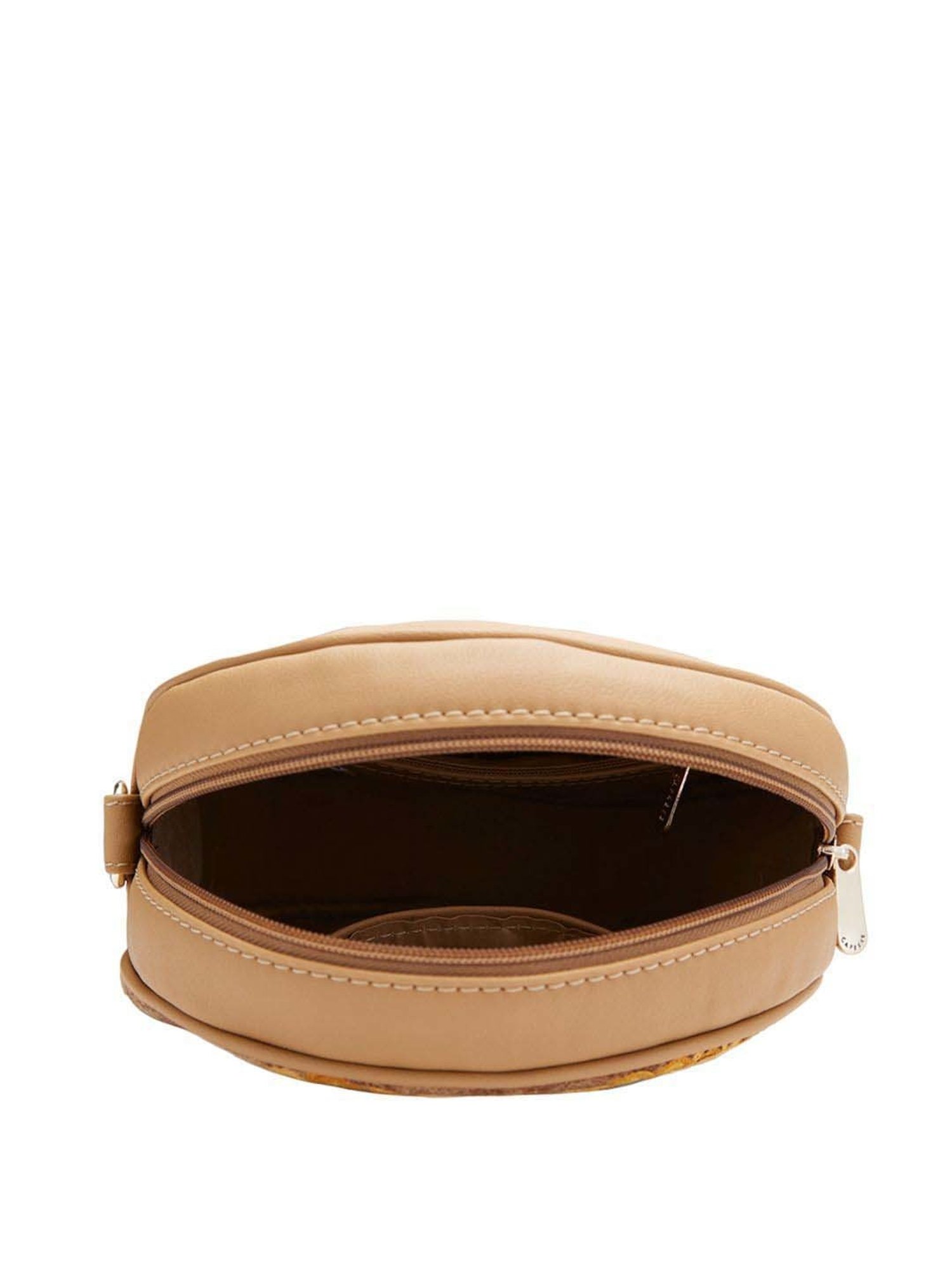 Caprese Tresna Beige Embroidered Medium Sling Handbag