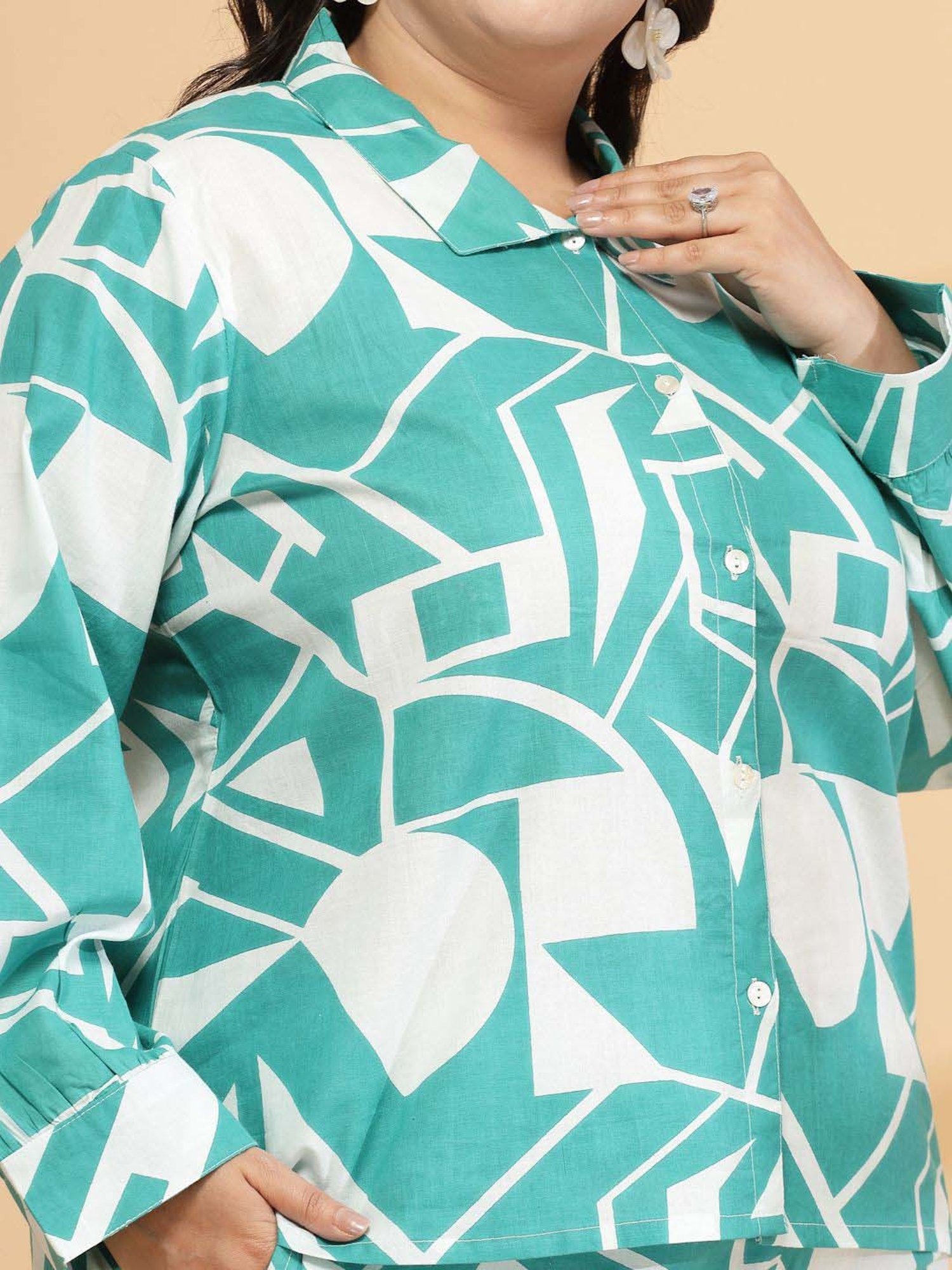 Sringam Blue Cotton Printed Co-Ord Sets