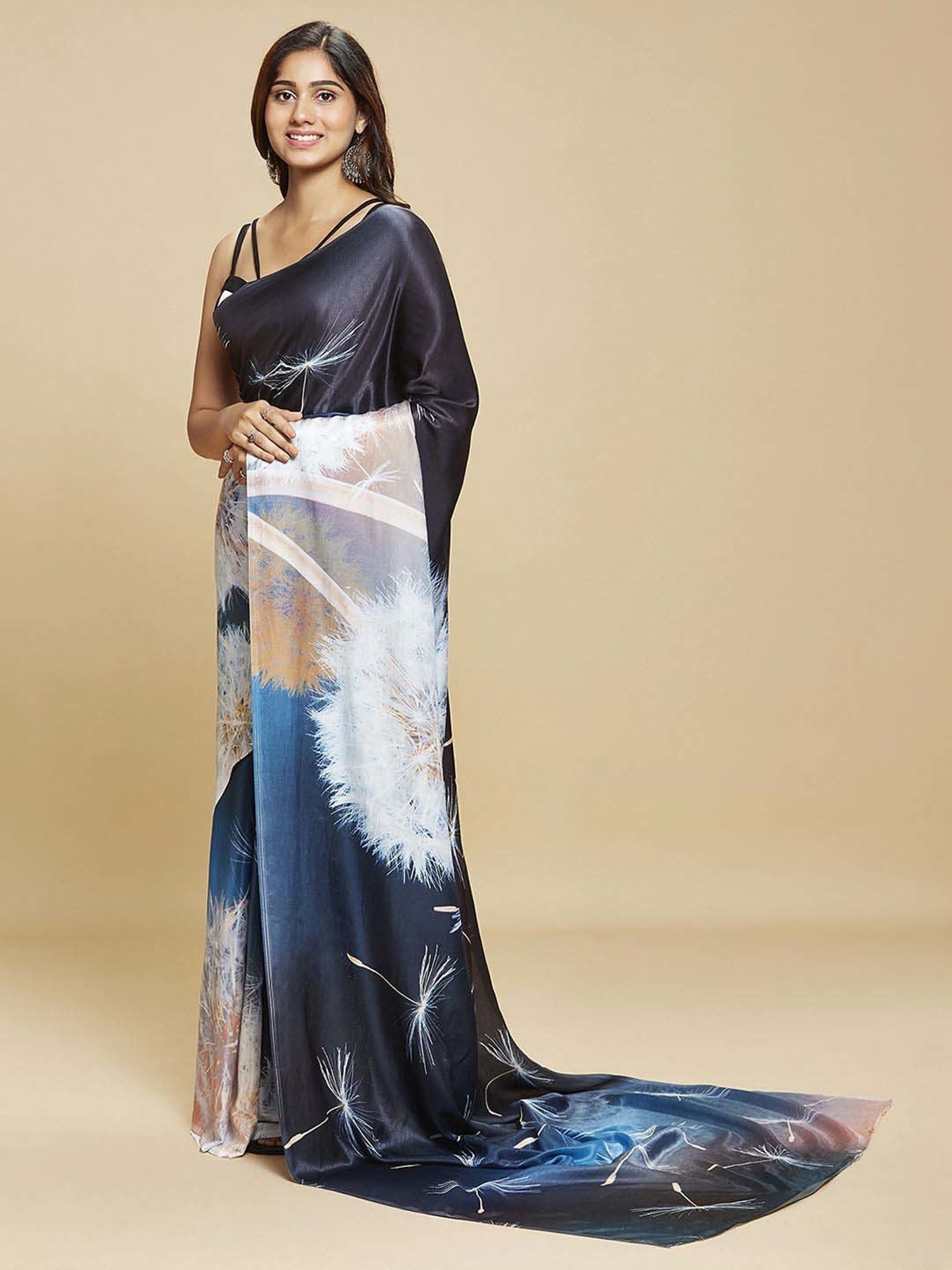 Unnati Silks Red Silk Printed Saree With Unstitched Blouse